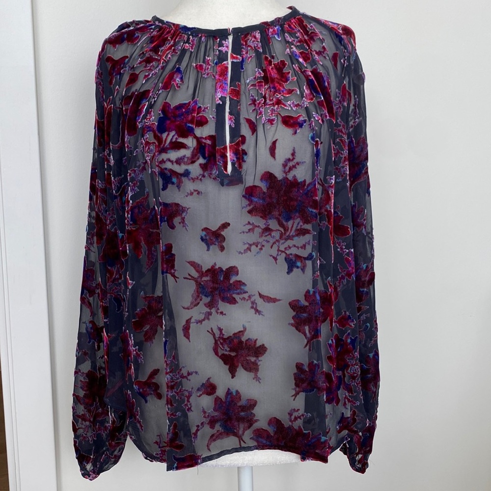 Rag & Bone Yuni Silk Blend Velvet Burnout Blouse XS
